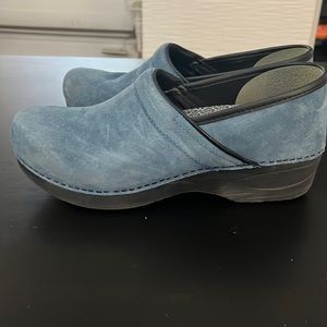Dansko Blue Suede Clogs